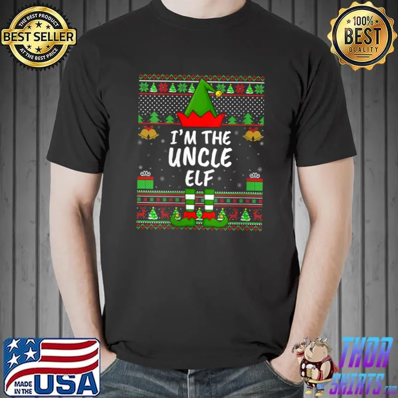 Family Matching Ugly I'm The Uncle Elf Christmas T-Shirt Unisex