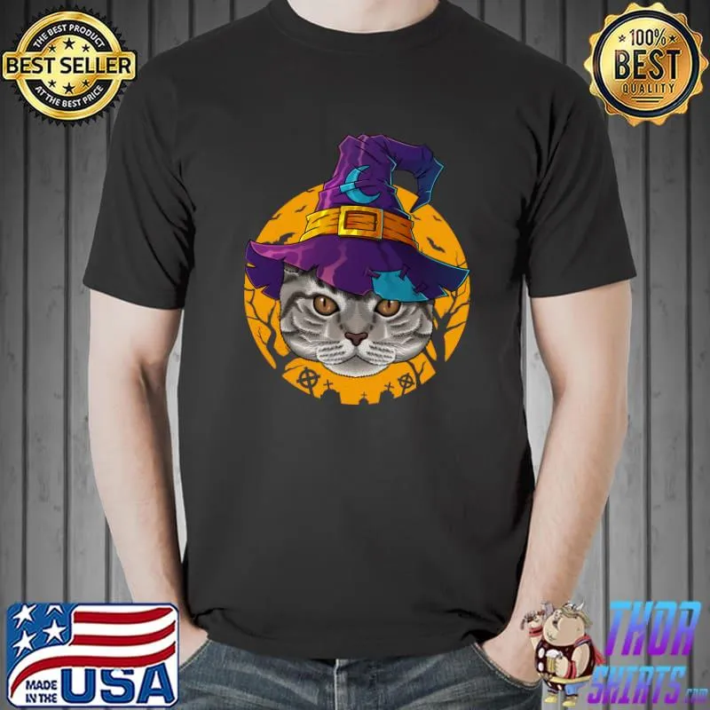 Funny american Shorthaired Witch Funny Halloween Costume Creepy T-s Unisex