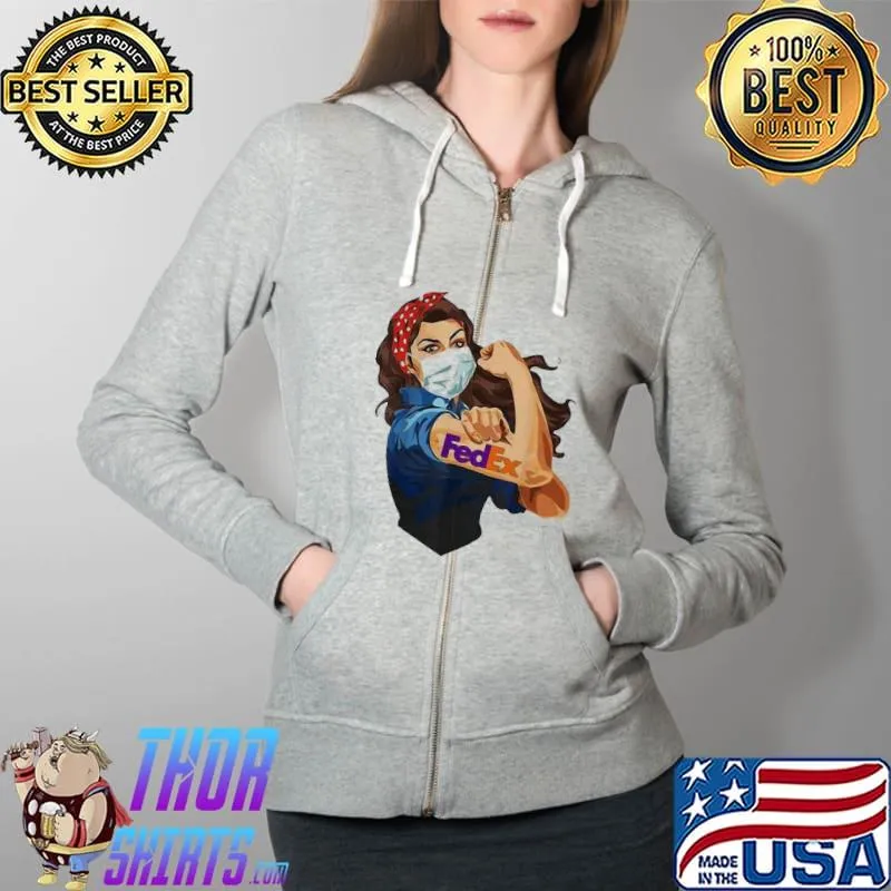 Funny Awesome Strong Woman Tattoo FedEx Mask COVID-19 Shirt Full Zip Hooded
