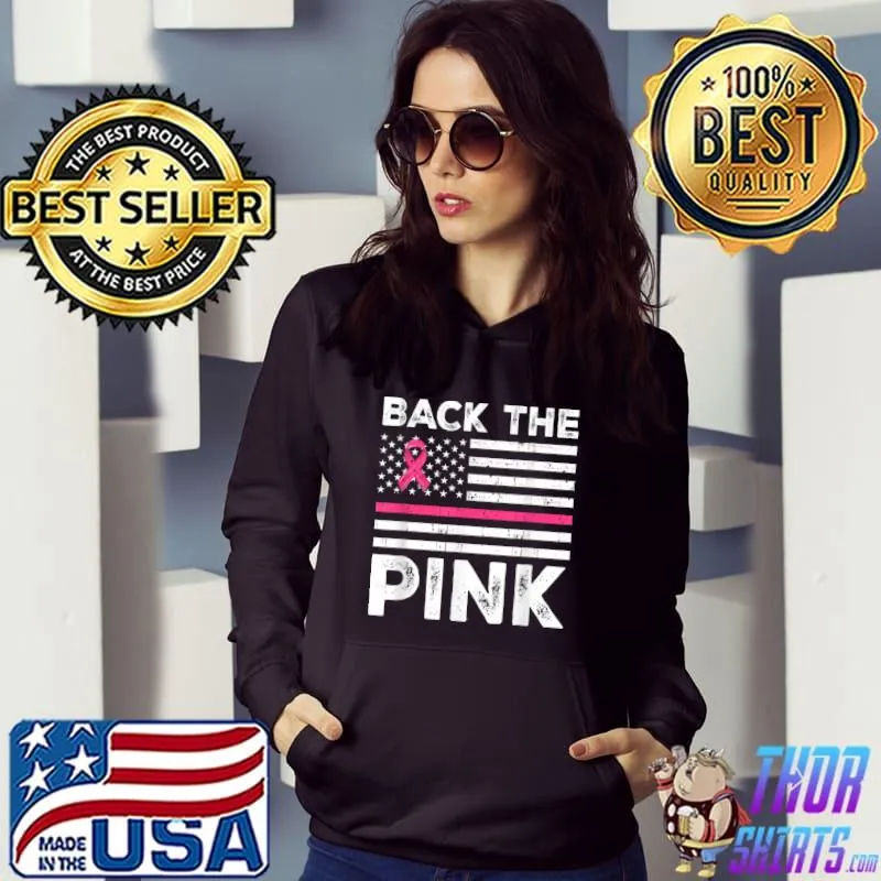 Funny Back The Pink Ribbon Flag Breast Cancer Awareness T Shirt