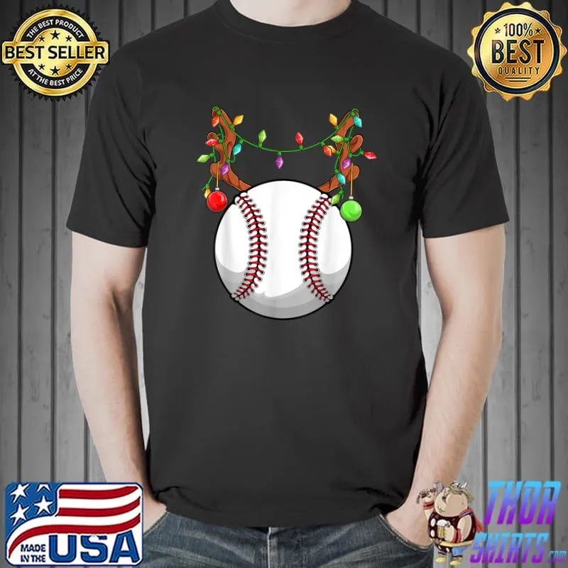 Funny baseball Ball Reindeer Christmas Ornaments Family Pajama Mom T-Shirt Unisex