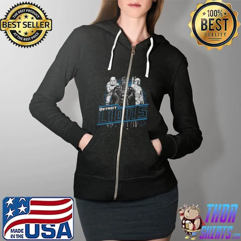 Funny Black Detroit Lions Empire Star Wars Shirt Full Zip Hooded