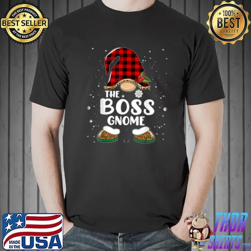 Funny boss Gnome Buffalo Plaid Matching Family Christmas Pajama T Shirt Unisex