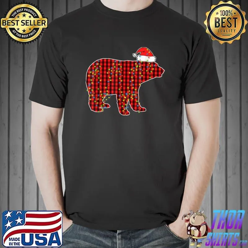 Funny christmas Red plaid Bear T-Shirt Unisex