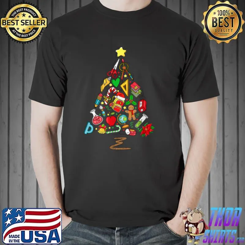 Funny Christmas Tree Teacher Lover Teaching Xmas Pajama T Shirt Unisex
