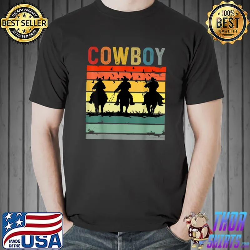 Funny Cowboy Sunset Country Western Retro Vintage For Men Women T-Shirt