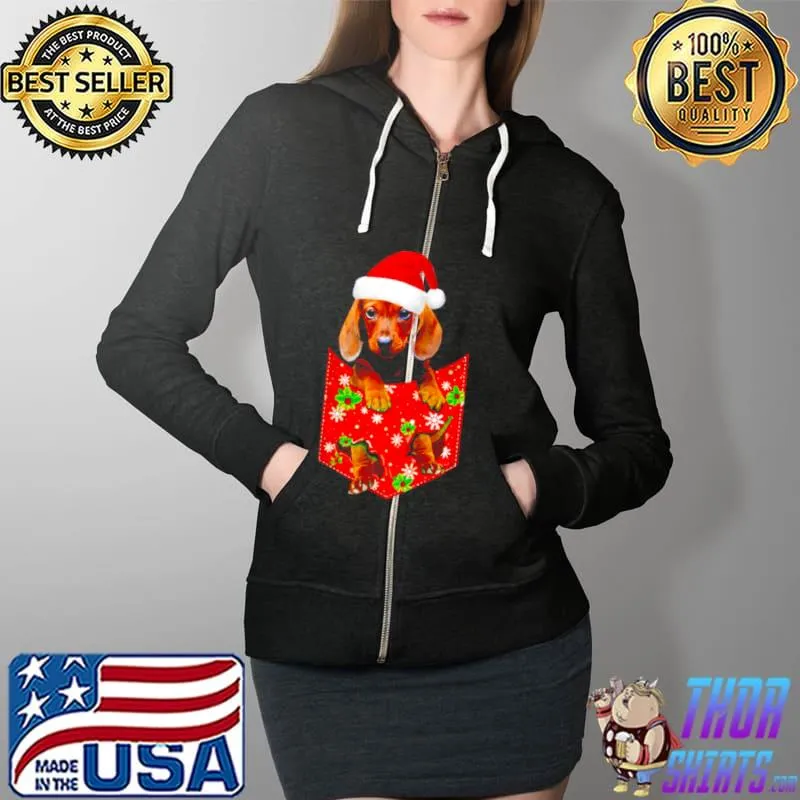 Funny Dachshund pocket Christmas Full Zip Hooded