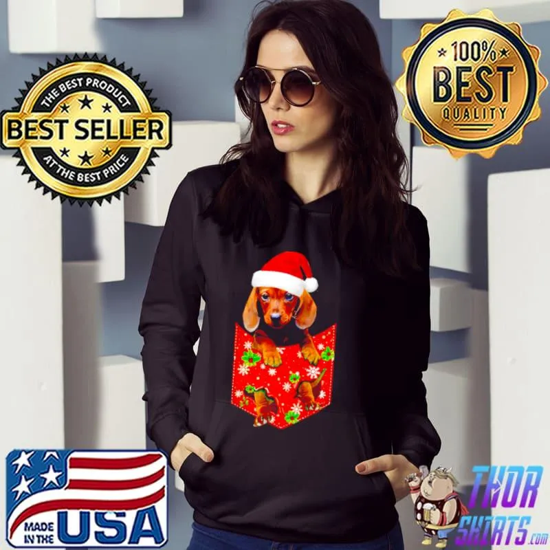 Funny Dachshund pocket Christmas Hoodie
