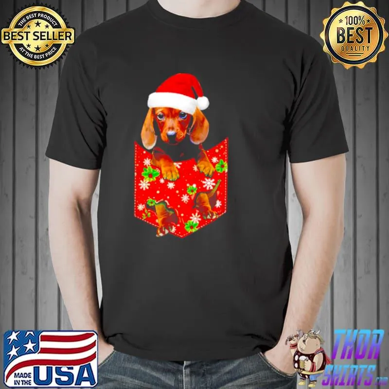 Funny Dachshund pocket Christmas shirt