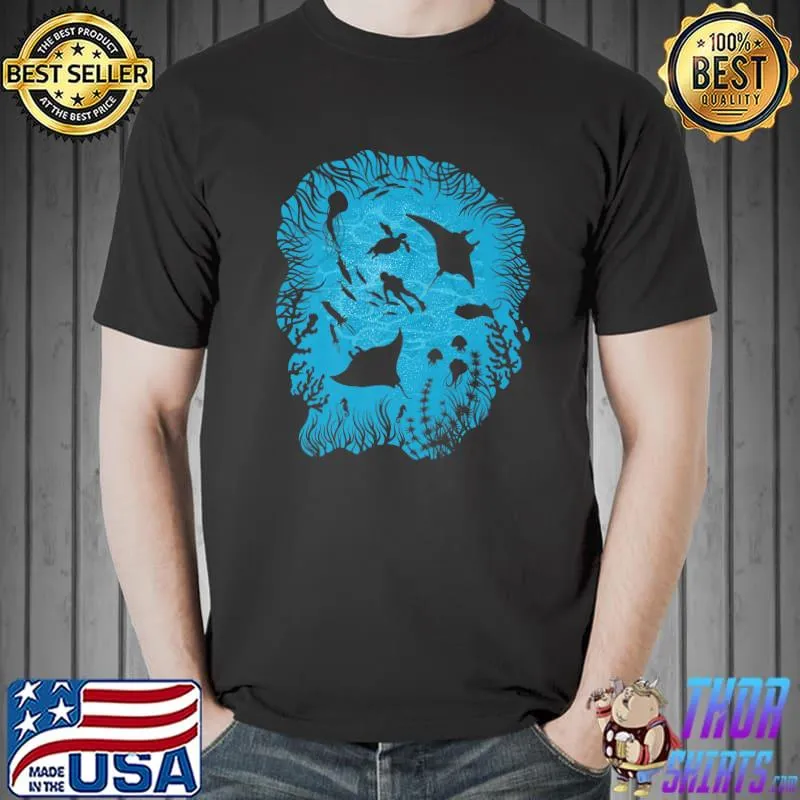 Funny deep Sea Diver Underwater Life Ocean Diving Animals Fish Premium T-Shirt Unisex