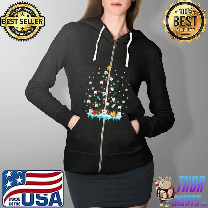 Funny Dentist Christmas Tree Teeth Ornament Dental Life 2021 T Shirt Full Zip Hooded