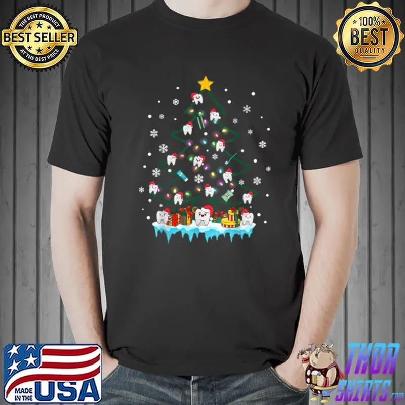 Funny Dentist Christmas Tree Teeth Ornament Dental Life 2021 T Shirt Unisex