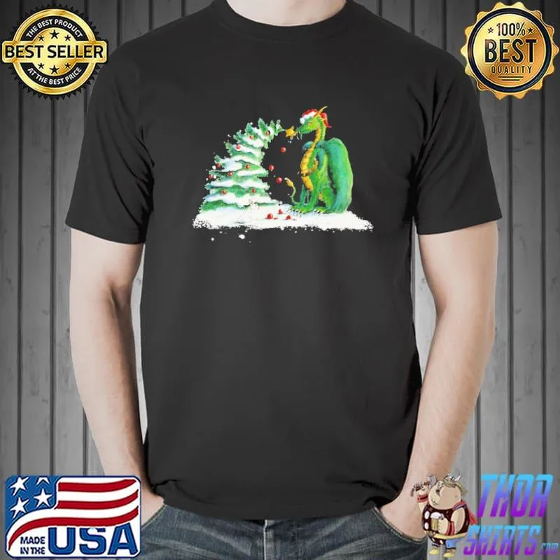 Funny Dragon Play With Tree Christmas Shirt