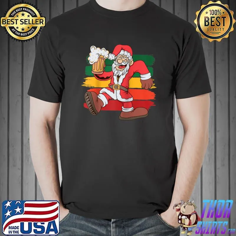 Funny drunk Santa Claus Christmas Retro Stripes Raglan Baseball T-Shirt Unisex