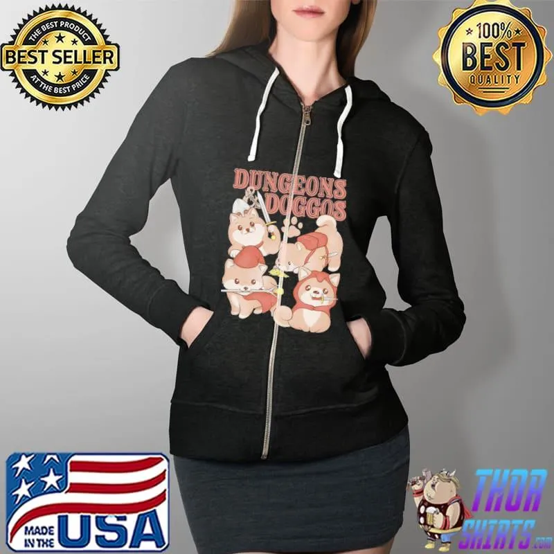 Funny Dungeons & Doggos Shirt Full Zip Hooded