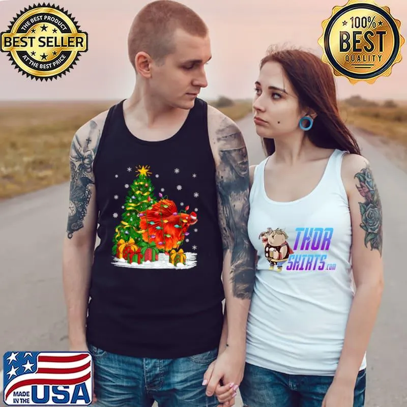 Funny family Matching Santa Hat Betta Fish Christmas T-Shirt Tank Top