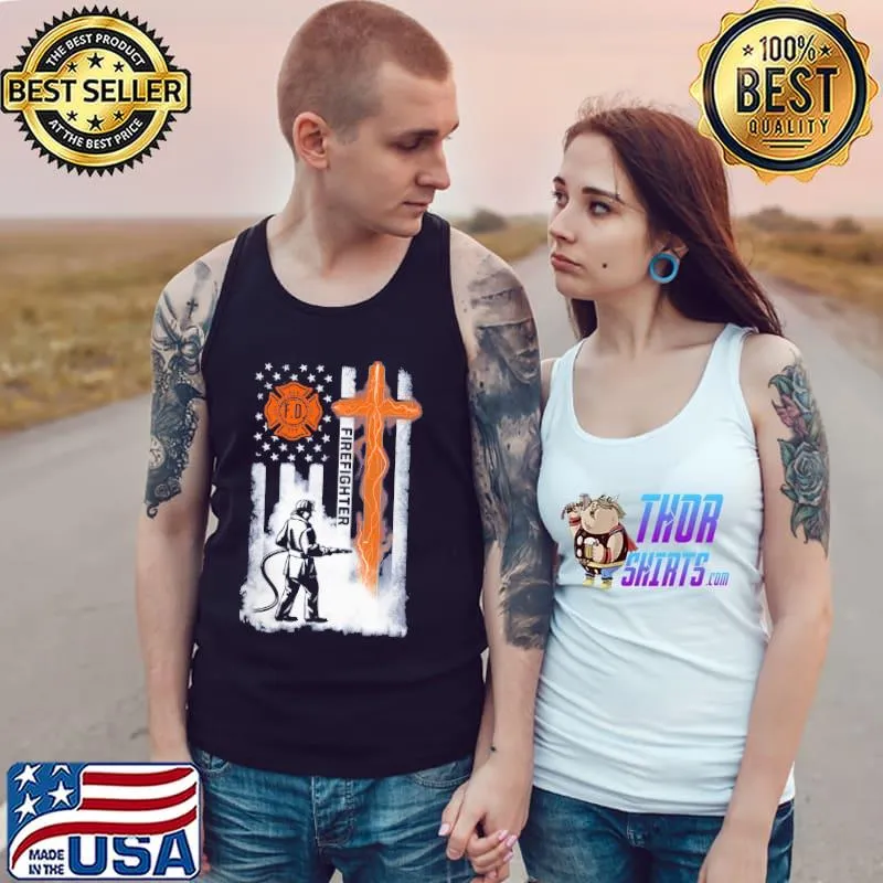 Funny Firefighter Flag Shirt Tank Top