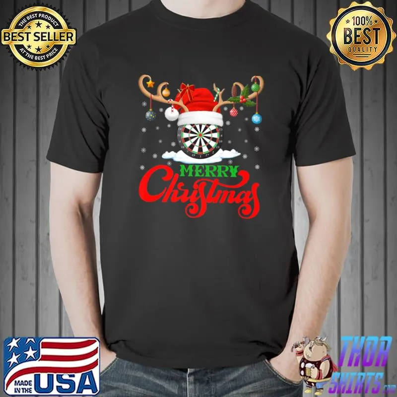 Funny Funny Darts Sports Lover Reindeer Santa Hat Darts Christmas Premium T-Shirt Unisex