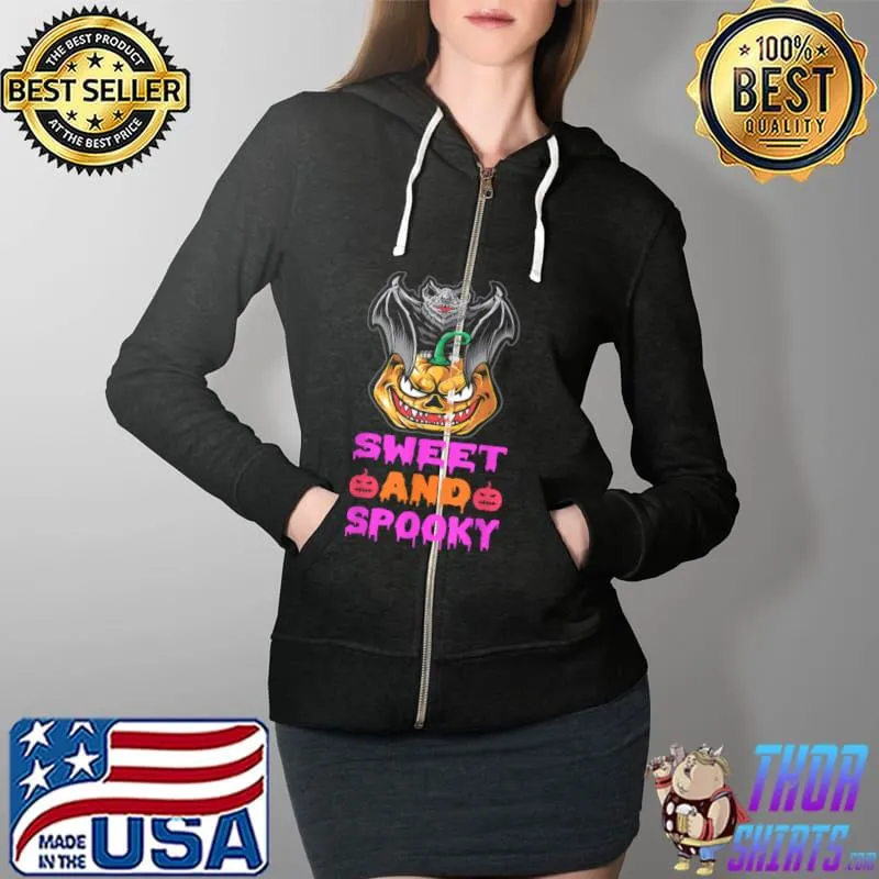 Funny Funny Happy Halloween Cat Cartoon Graphic Pumpkin Tee T Shirt Full Zip Hooded