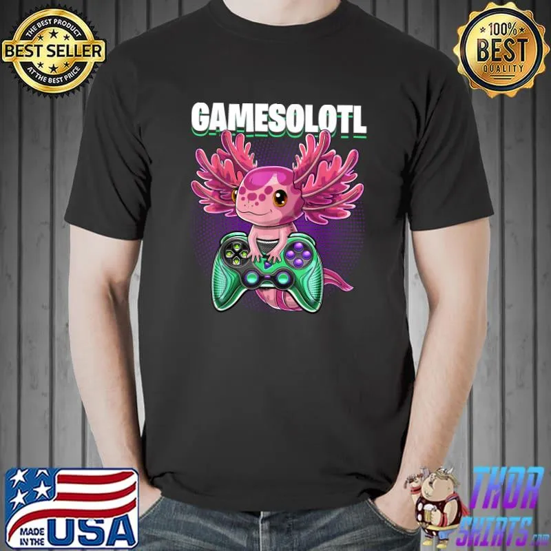 Funny Gamesolotl Axolotl Video Game Controller Gaming Boys Kids T-Shirt