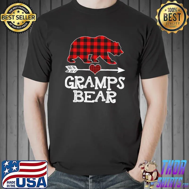 Funny gramps Bear Christmas Pajama Red Plaid Buffalo T-Shirt Unisex