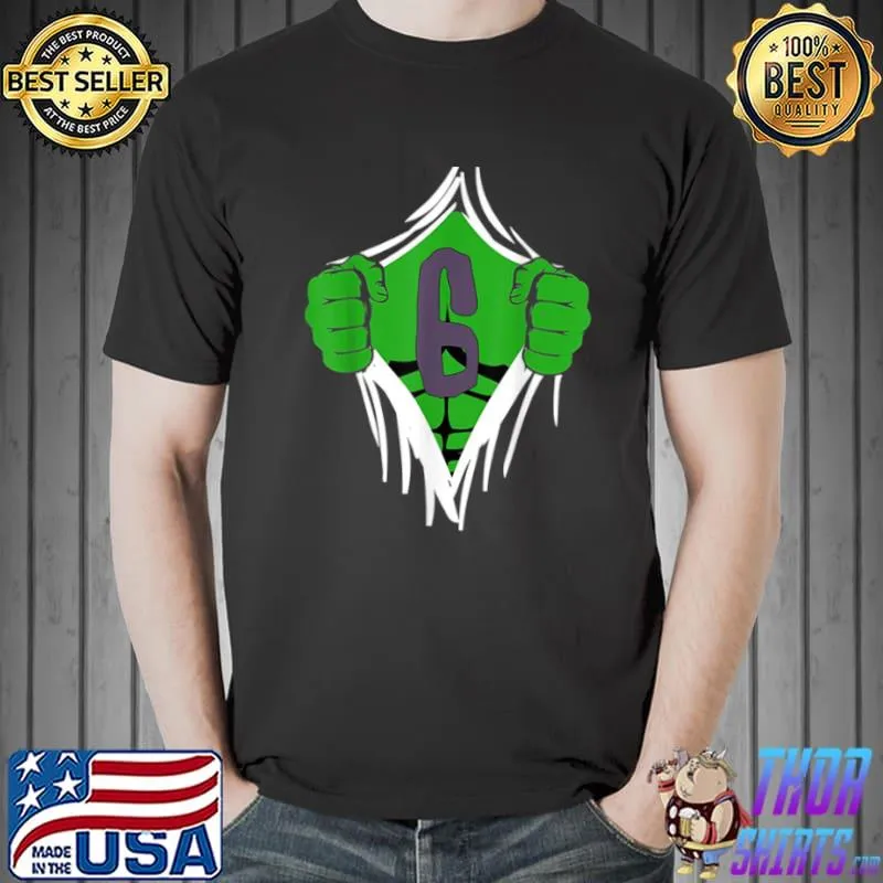 Funny Green Man Chest Superhero Birthday For 6 Year Old Boys T Shirt Unisex