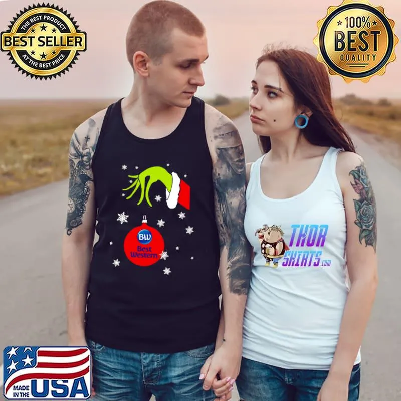 Funny Grinch Hand holding Ornament Best Western Snowflake Christmas Tank Top