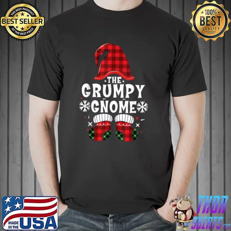 Funny grumpy Gnome Buffalo Plaid Family Matching Christmas Pajama T Shirt Unisex