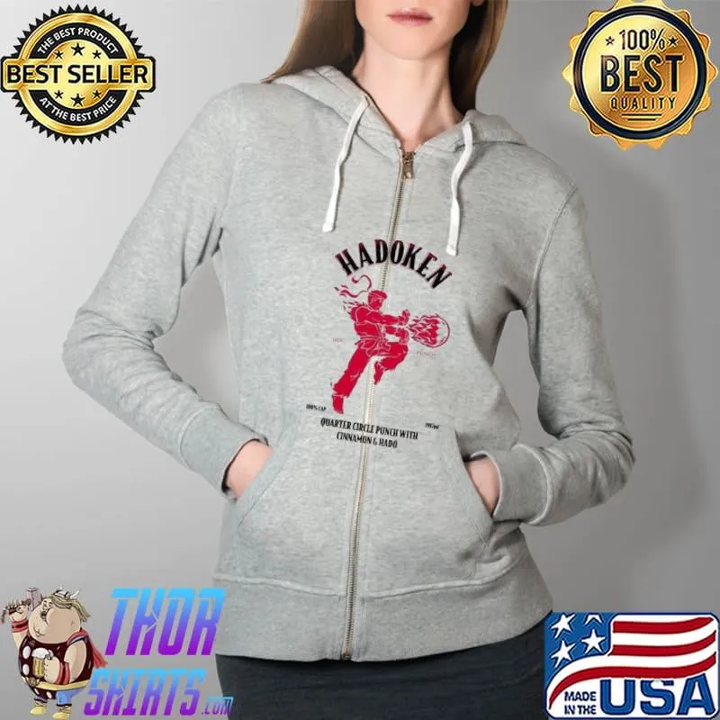 Funny hadoken Quarter Circle Punch With Cinnamon And Hado Shirt Full Zip Hooded