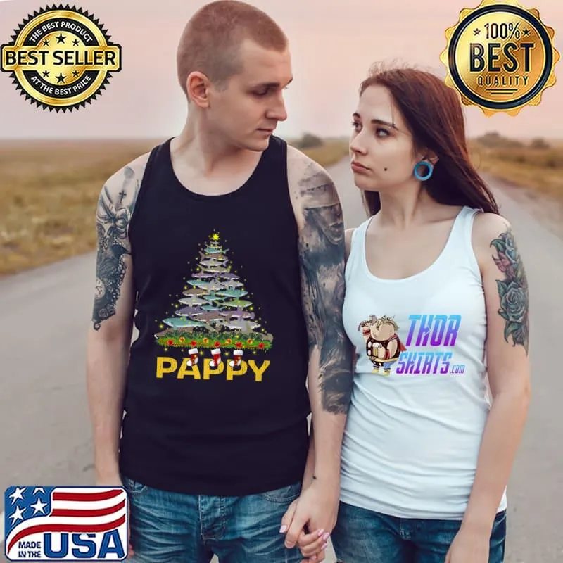 Funny Holiday 365 Christmas Tree Pappy Shark Grandpa Gift T-Shirt Tank Top