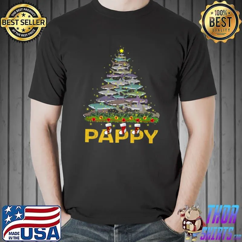 Funny Holiday 365 Christmas Tree Pappy Shark Grandpa Gift T-Shirt Unisex