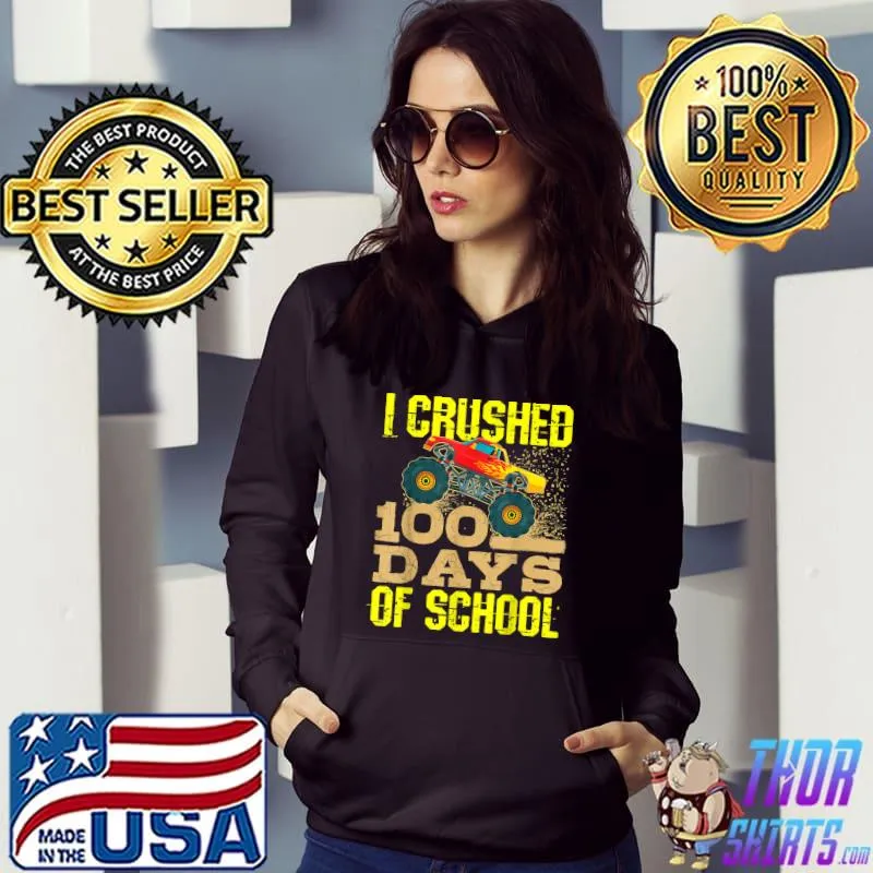 Funny i Crushed 100 Days Of School TShirt Boys Monster Truck T-Shirt