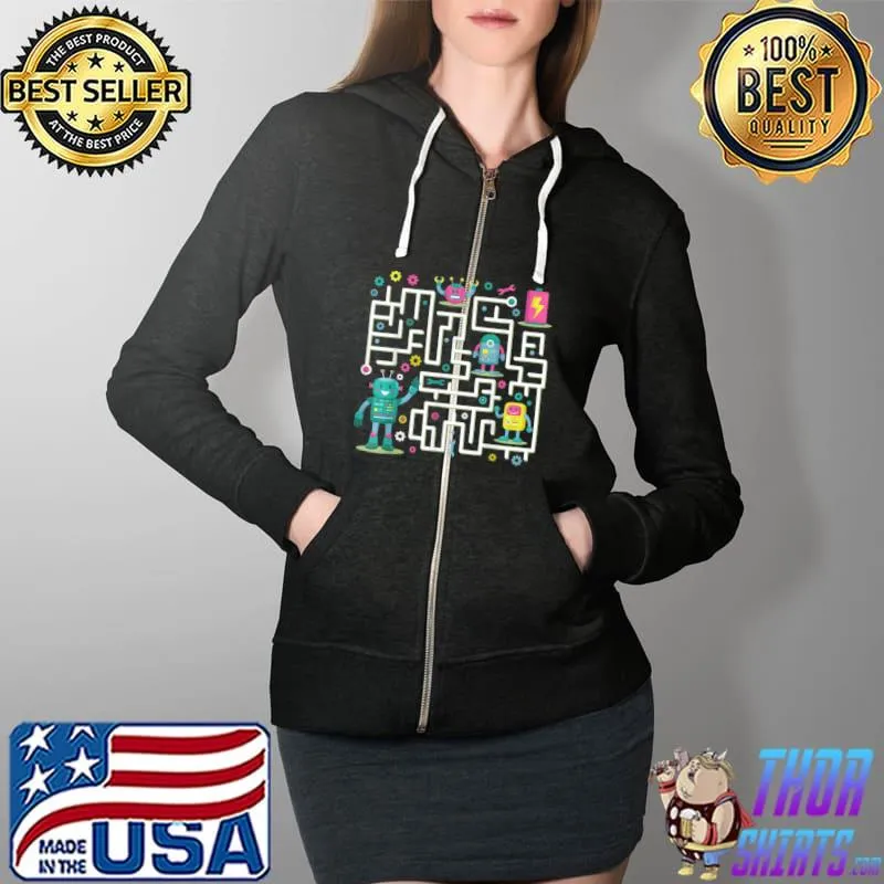 Funny I love Robot Gift All Ages Robotic Kids Girls Boys Robot T Shirt Full Zip Hooded