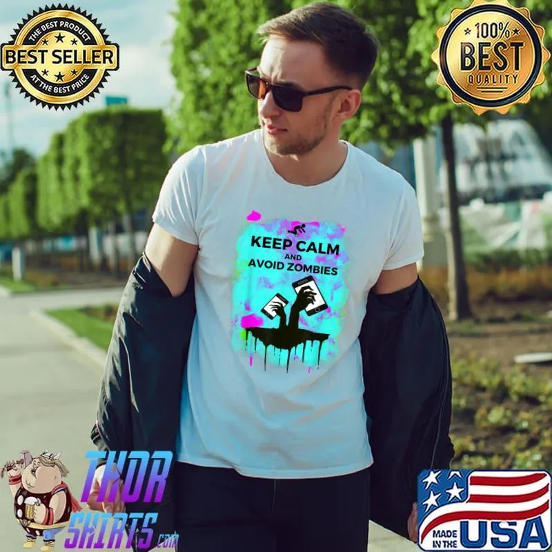 Funny Keep Calm and Avoid Zombies Tech Zomby Apocalypse T-Shirt Unisex