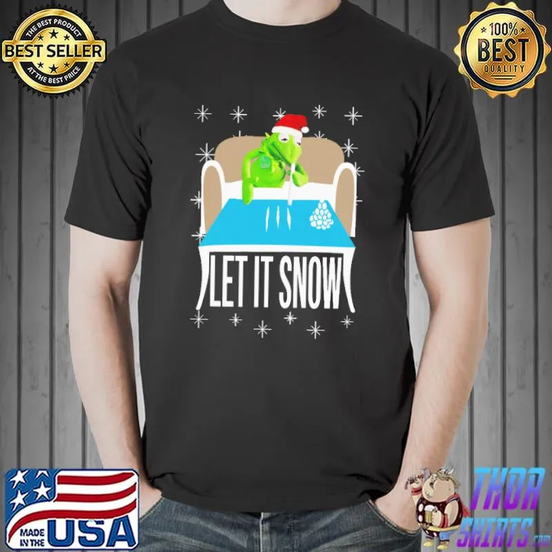 Funny Kermit the Frog Three Lines Of Coke Let It Snow Christmas Shirts Unisex