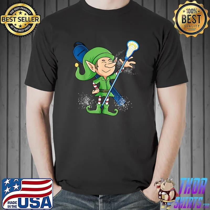 Funny lacrosse Elf Christmas Cool Lax Sport X-Mas Pajama Party T-Shirt Unisex