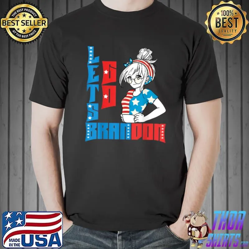 Funny let’s Go Brandon Womens Tshirt Messy Bun America Flag T Shirt