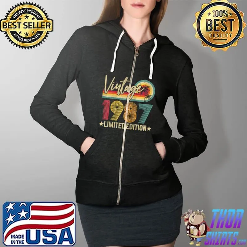 Funny limited Edition 1987 35th Birthday Gift Vintage 35 Years Old T-Shirt Full Zip Hooded