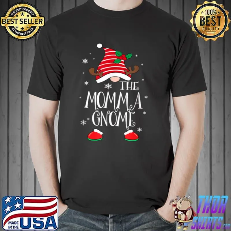 Funny Momma Gnome Reindeer Christmas Cute Gnome Family Ugly Xmas T Shirt