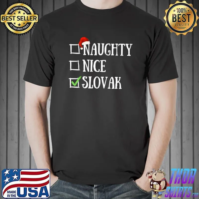 Funny Naughty Nice Slovak Funny Slovakia Santa Hat Christmas Long Sleeve T-Shirt Unisex