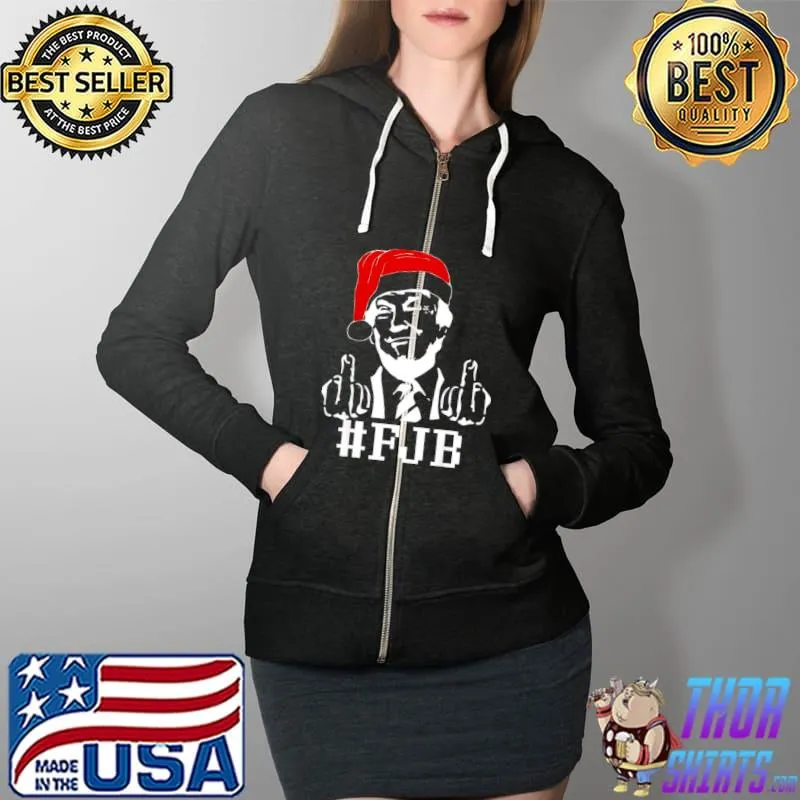 Funny Official Santa Donald Trump Fuck #FJB Merry Christmas Shirt Full Zip Hooded