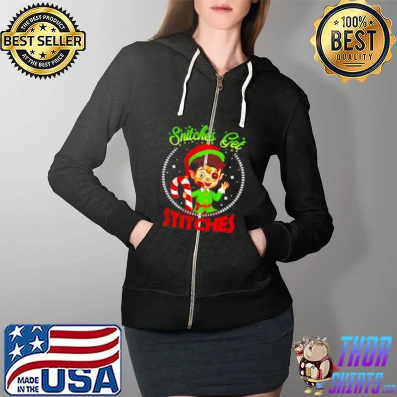 Funny Official Snitches Get Stitches Sarcasm ELF 2021 Full Zip Hooded