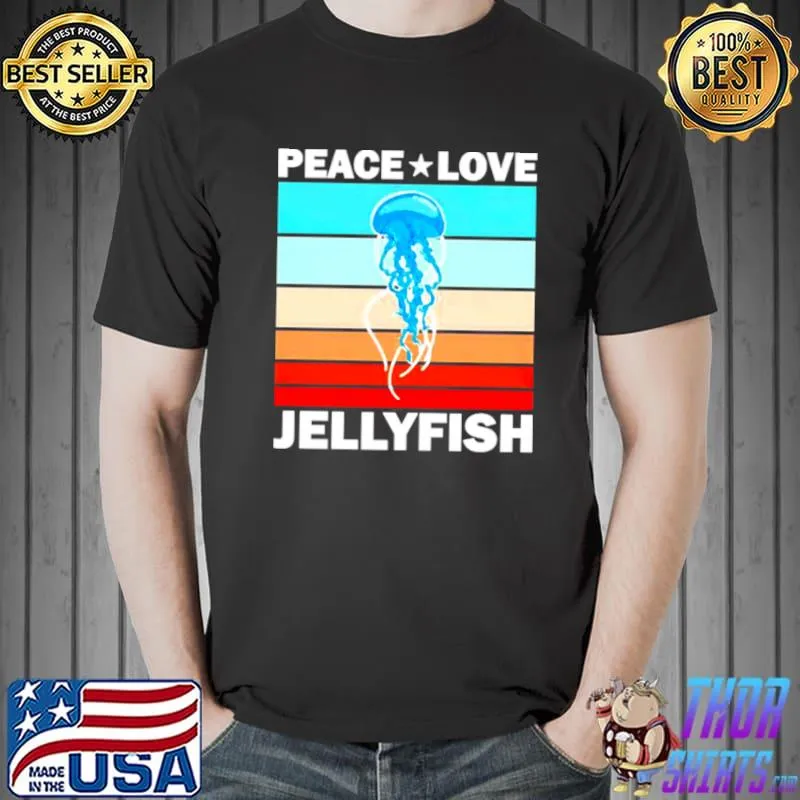 Funny Peace Love Jellyfish Vintage Unisex