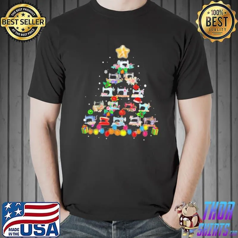 Funny quilting Sewing Christmas Tree Shirt Unisex
