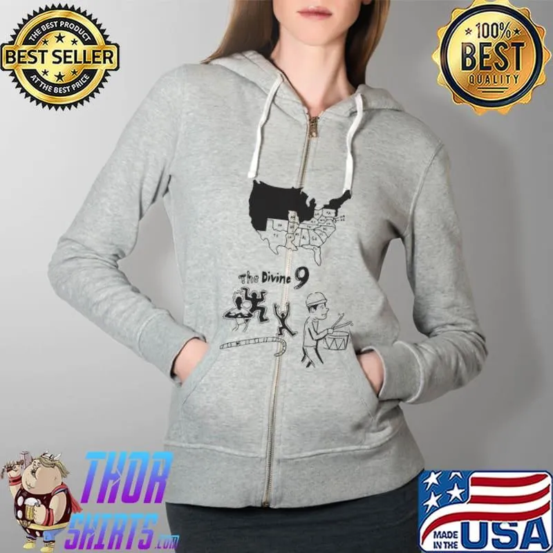 Funny the Divine 9 Map Shirt Full Zip Hooded