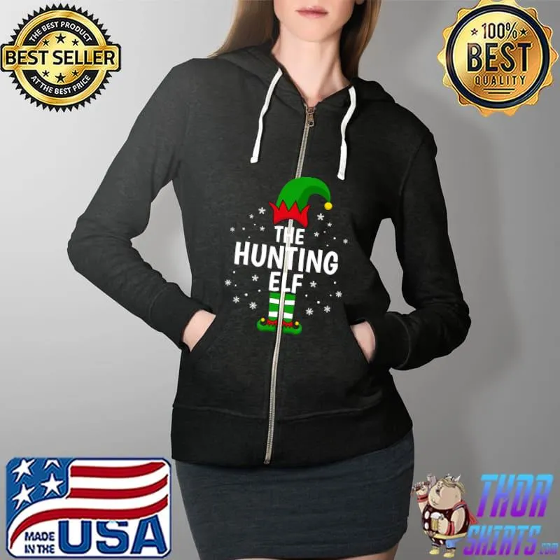 Funny The Hunting Elf Xmas Matching Family Funny Christmas Pajama T- Full Zip Hooded