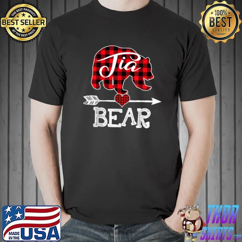 Funny Tia Bear Christmas Pajama Red Plaid Buffalo Family T Shirt