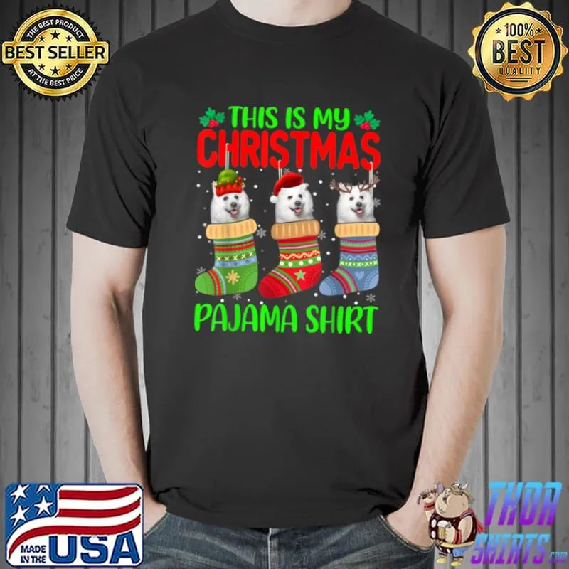 Funny Xmas This Is My Christmas Pajama American Eskimo Dog Lover T Shirt Unisex