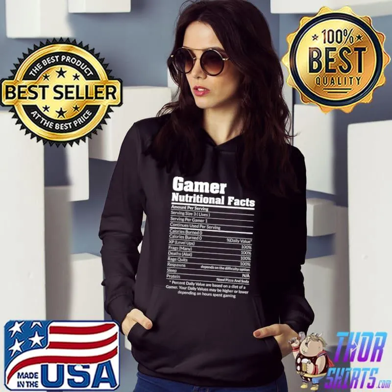 GAMER NUTRITIONAL FACTS Shirt Cool Gaming Video Game Funny T-Shirt