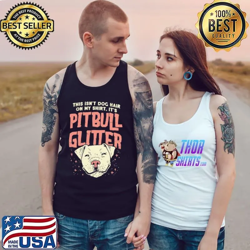 Girls Pitbull Glitter Hair Dog Lover Mothers Day Gift Mom Shirt Tank Top